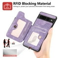 thumbnail image 4 of ELEHOLD for Google Pixel 6 Case with Ring Holder, Pixel 6 Wallet Case with RFID Blocking Card Holder Wristlet Strap, Magnetic Button Flip Folio Kickstand Shockproof Phone Cover,Purple, 4 of 10