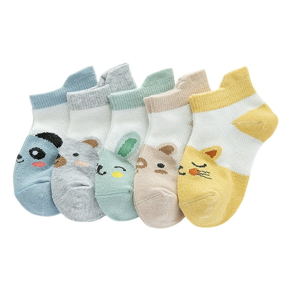 Zanarzt Baby Non Slip Grip Socks Socks Floor Socks Summer Cotton Socks Cartoon Thin Breathable Autumn Solid 5pcs Yellow,0-12 Months