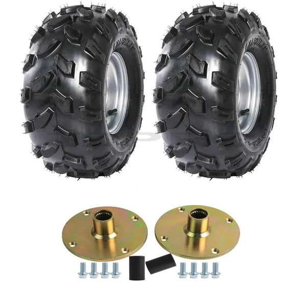 2pcs 18x9.5-8 18x9.50-8 Tires with Rims 4 Bolt 8 inch Go Kart Wheels w/ 23T Rear Axle Hubs for ATV Quad Buggy Golf Cart Lawn Mower Garden Tractor Turf Tires