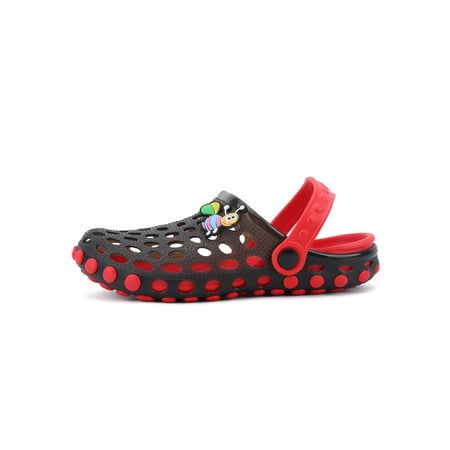 

Wazshop Adult Sandals Pure Color Shoes Slip On Clogs Breathable Closed Toe Slippers Kids Flats Strap Lightweight Black Red 12C-13C