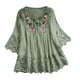 thumbnail image 1 of Gibobby Blusas Manga Larga Mujer Mujeres Rubia V Cuello Travel Loose Top（Verde， XL), 1 of 4