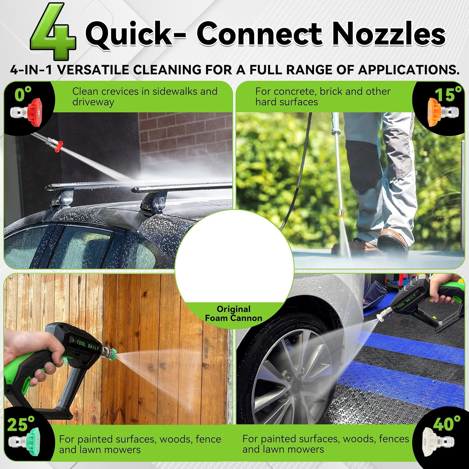 FIXFANS Electric High Pressure Washers 2000 PSI and 1.76 GPM, 32 FT Power Washer Hose and Mini Foam Cannon