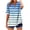 Blue, variant on Staron Summer T-Shirts for Women V-Neck Short Sleeve Casual Loose Oversized Button Down Ombre Stripe Print Fashion Top, Blue S