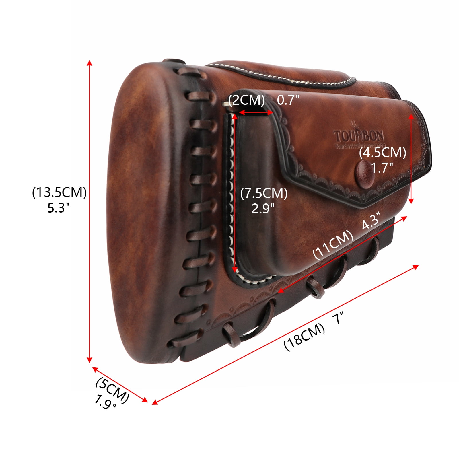 TOURBON  Leather Recoil Pad , Cheek Rest Riser- Brown