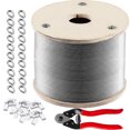 thumbnail image 1 of VEVOR 316 Stainless Steel Wire Rope, 1/8" Steel Wire Cable, 500ft Aircraft Cable w/ 7x7 Strands Core, Steel Cable Wire 1510lbs Breaking Strength for Railing Decking, Stair, Clothesline, Handrail, 1 of 9