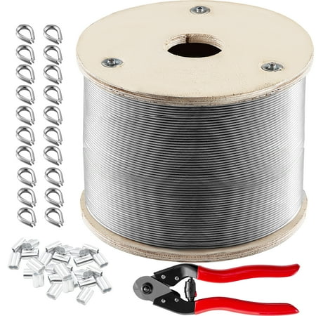 

VEVOR 1/8 x 500ft Wire Rope Cable Stainless Steel Rope 7x7 Steel Wire Cable Rope 316 Marine Grade
