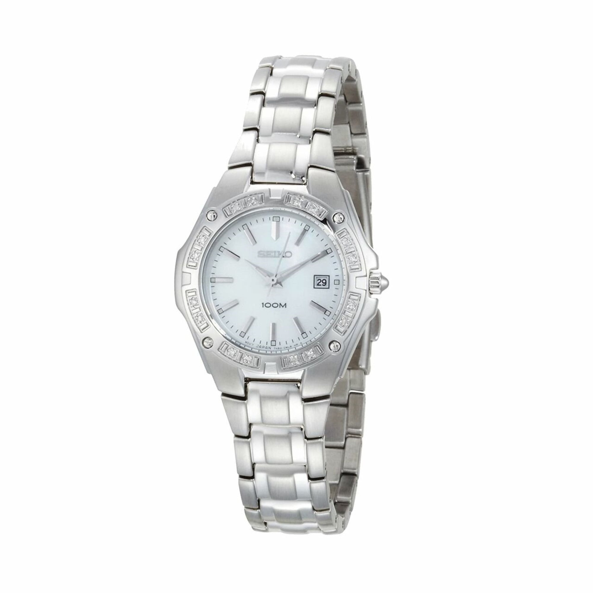 Seiko Women's SXDB51 Stainless Steel White Dial Diamond Watch 