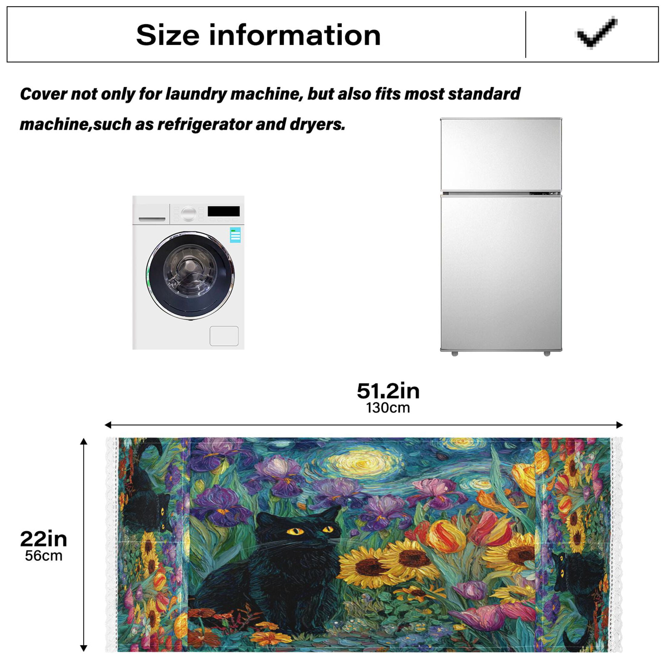 Wobogo Starry Night Tulip Cat Washing Machine Cover Dustproof Washer Dryer Cover Waterproof Laundry Room Decorative Protector