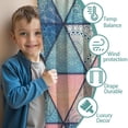 thumbnail image 3 of Blackout Kids Curtains,Pink and Blue Triangular Floral Boho Pattern Childrens Insulated Curtains Set Of 2,Bedroom Essentials,Toddler Room Decor 52x63in(132x160cm), 3 of 4