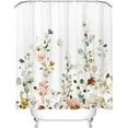 thumbnail image 4 of Colorful Blooming White Floral Shower Curtain Sets, Watercolor Pink Red Flowers Butterflies Tropical Bathroom Decorative 71X71 Inch Polyester Waterproof Fabric Bath Curtain with Hooks, 4 of 6