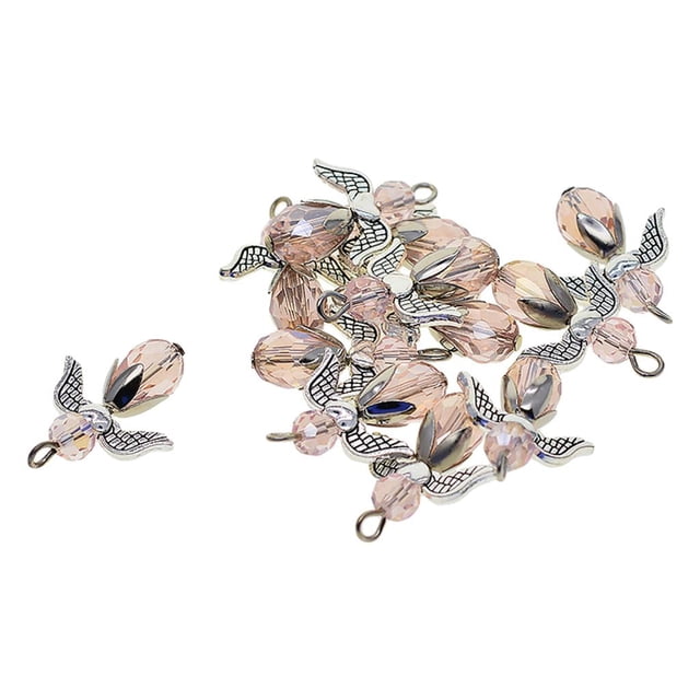 12 dijes de ángel de cristal con forma de hada brillante, para manualidades, regalos Rosado