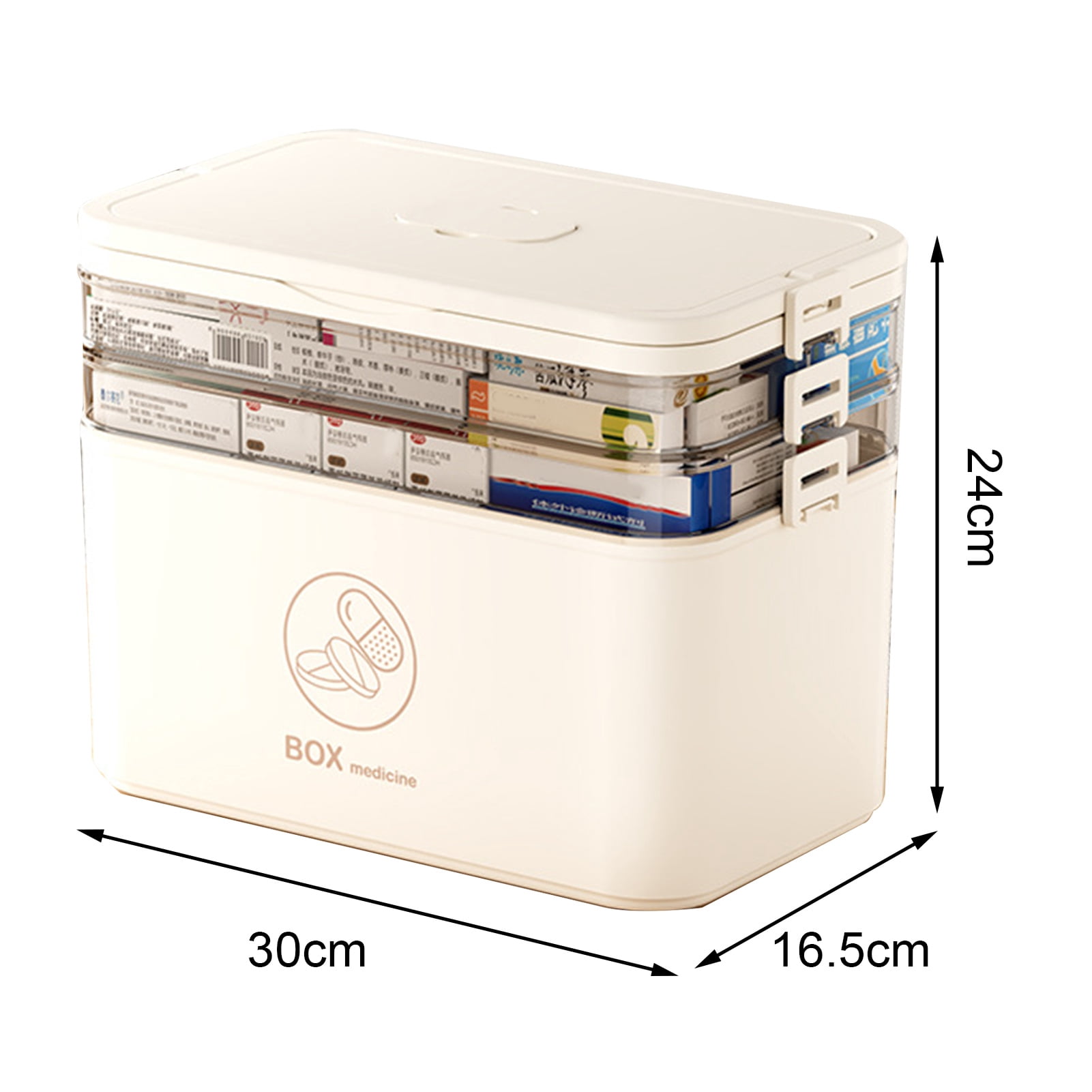 sunsanly 3-Tier Portable Pill Storage Box with Handle Large Capacity Multiple Compartments Multipurpose Medicine Box with Sealing Buckle