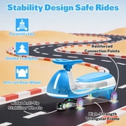 12V Electric Wiggle Car for Kids, Toddlers Ride on Toys with Pedal, Display, Flashing PU Wheels, LED Light, Bluetooth Music, Max Speed 5 MPH, Kids Ride on Cars for Boys Girls 3+, Blue