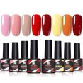 thumbnail image 1 of Kit de 8 esmaltes de gel de 8,5 ml, esmalte de uñas semipermanente con capa brillante y purpurina, ideal para principiantes en manicura | 6 kits opcionales, 48 colores en total, 1 of 9