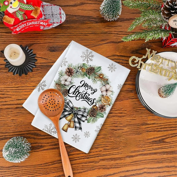 Kumdkd Christmas Tree Print Microfiber Towels 17.7x25.98in - Soft Bathroom & Kitchen Hand Towels for Dishes, Tea, Bar, Holiday Decor, Reusable Gift for Home