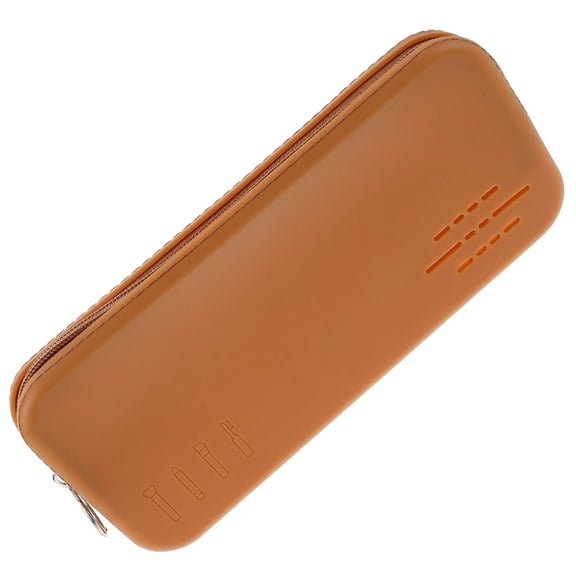 IBASETOY Portable Brown Silicone Makeup Brush Bag Travel Holder Zipper Closure