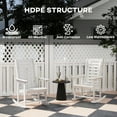 thumbnail image 4 of Outsunny Outdoor Rocking Chairs Set of 2, HDPE Patio Rockers with 28" High Back, Wide Armrests and Slatted Seat for Porch Backyard Balcony, White, 4 of 9