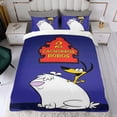 thumbnail image 4 of 2 Perros Estúpidos Conjunto de sábanas temático, trío de piezas, cómodo y amigable con la piel, diseño único, regalo de decoración para el hogar para familiares, amigos y fans,140cm *210cm, 4 of 6
