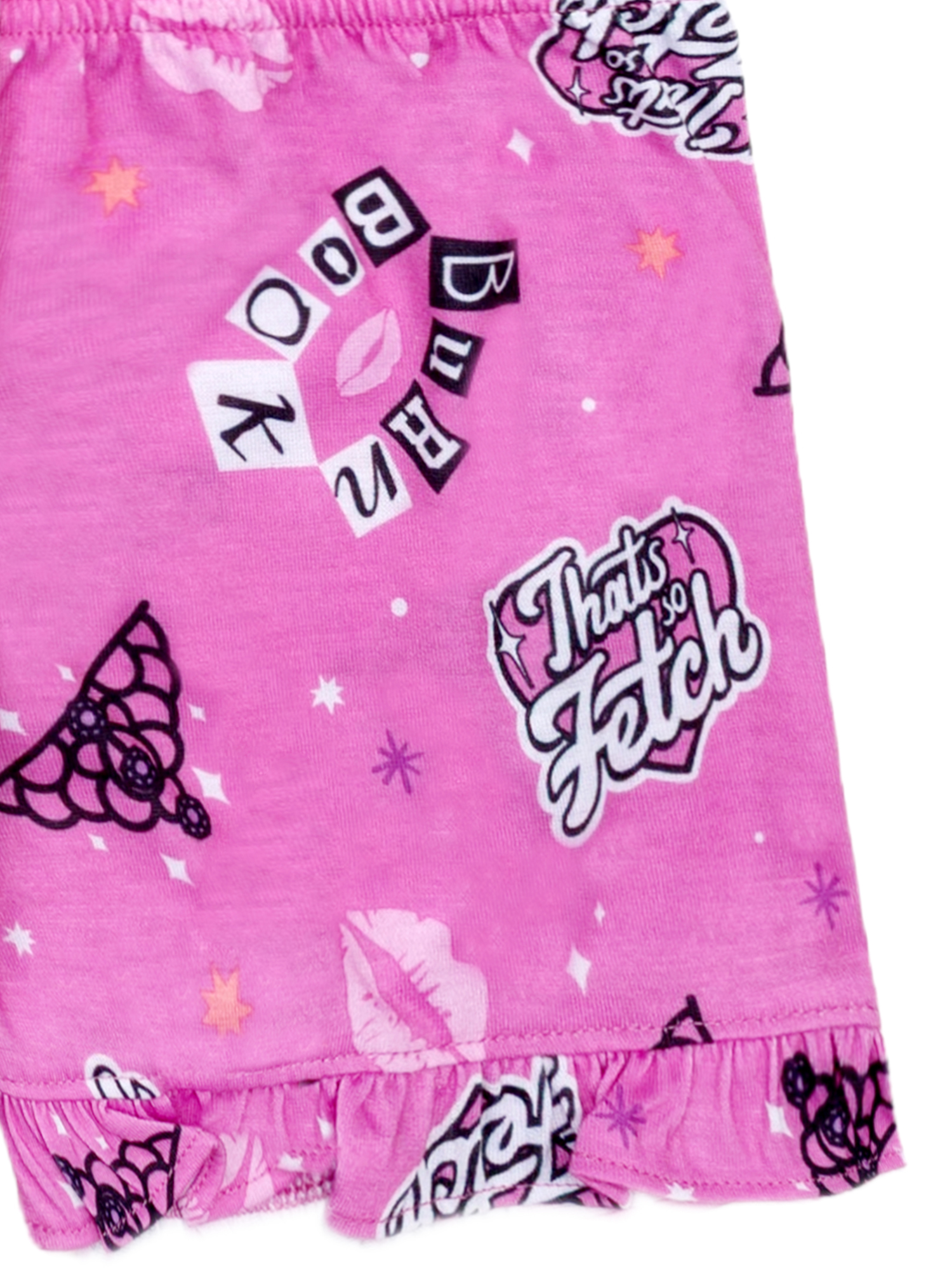 Mean Girls Tween 2- Piece Short Sleeve Top and Shorts Pajama Set with Spa Headband, Sizes 4-12