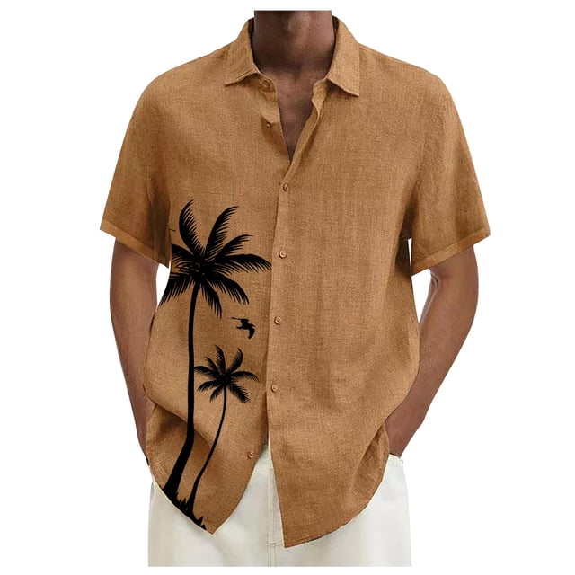 Designer Spring Summer Men's Casual Cotton Solid Color Short Sleeve Shirts Loose Shirts 2XL