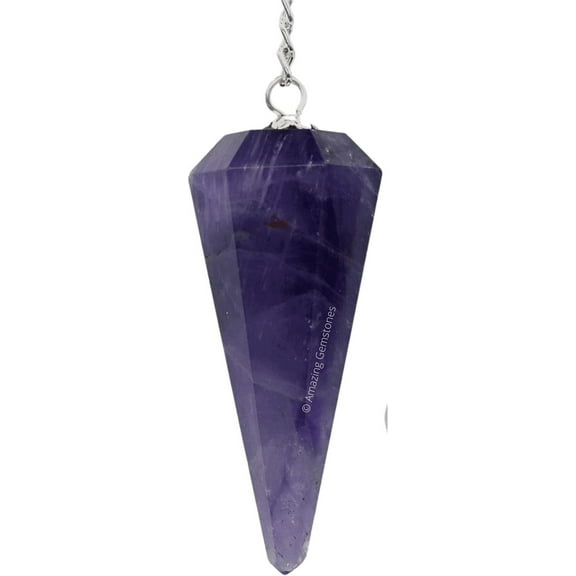 Amethyst Chevron Crystal Pendulum Dowsing Reiki Hexagonal Points