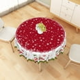 thumbnail image 4 of LFEEY Christmas Tablecloth Green Red Round 60 Inch, Washable Table Party Decoration, 4 of 6