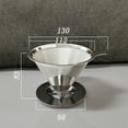 thumbnail image 5 of opvise 1 Set Coffee Funnel Filter Stainless Steel Coffee Dripper Heat-resistant Reusable Cone Filter for Home Kitchen A, 5 of 7