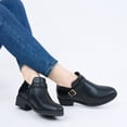 thumbnail image 6 of Ecetana Women's Chunky Low Heel Ankle Boots Round Toe Leather Western Short Booties with Side Zipper, 6 of 7