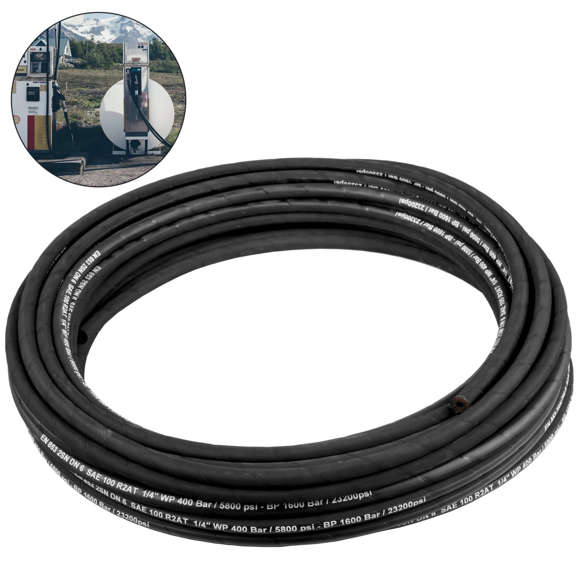 4FT 2 Wire 4800 PSI Hydraulic Hose 3/8" MNPT Fitting Both Ends 3/8" X 48" 