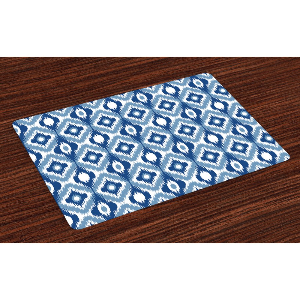 Ikat Placemats Set of 4 Ethnic Ikat Design with Regular MultiShaft