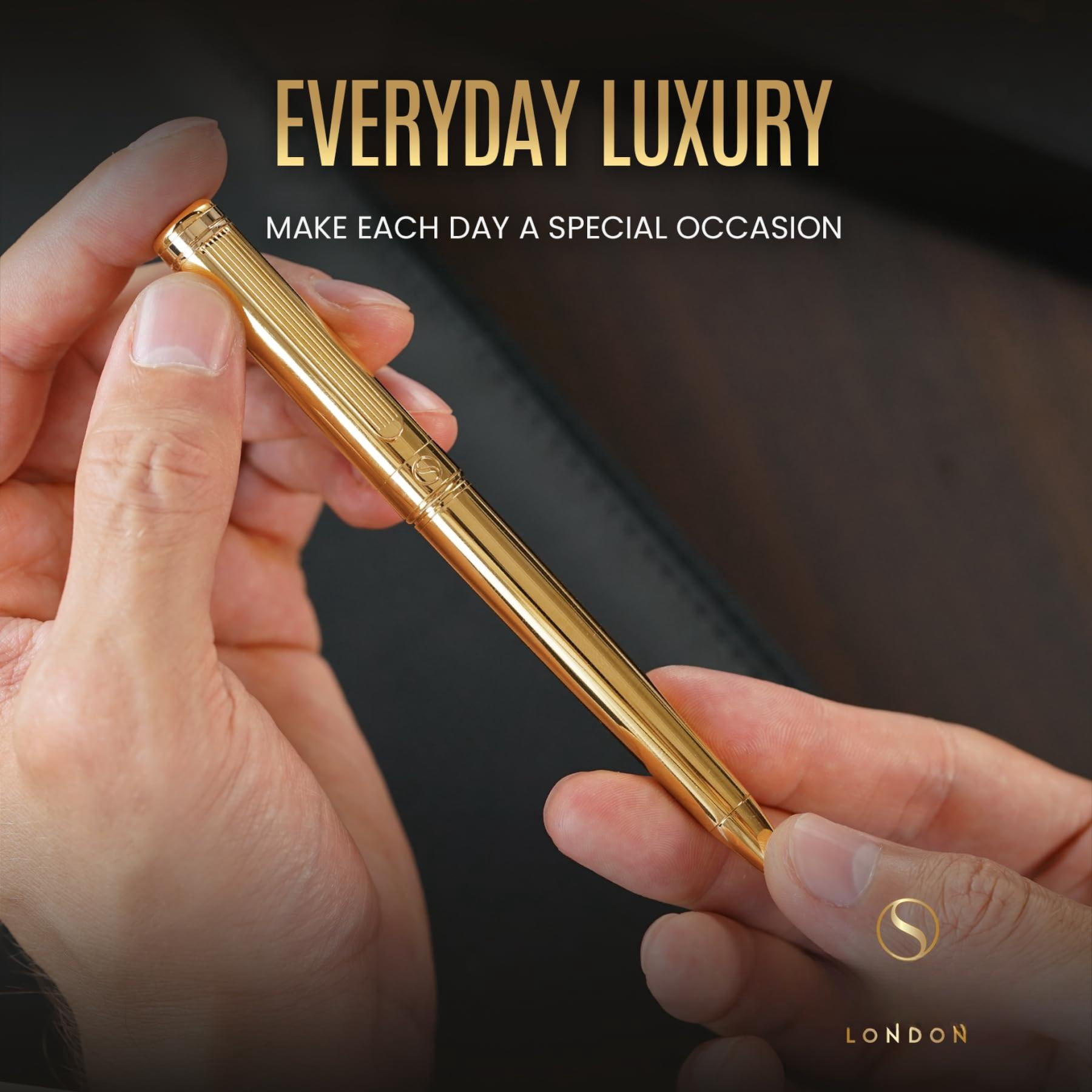 Ballpoint Pen - Stunning Luxury  Real Schmidt Black Refill Ball Gift Set For Men & Women Professional Executive Office Nice Fancy Designer Pens