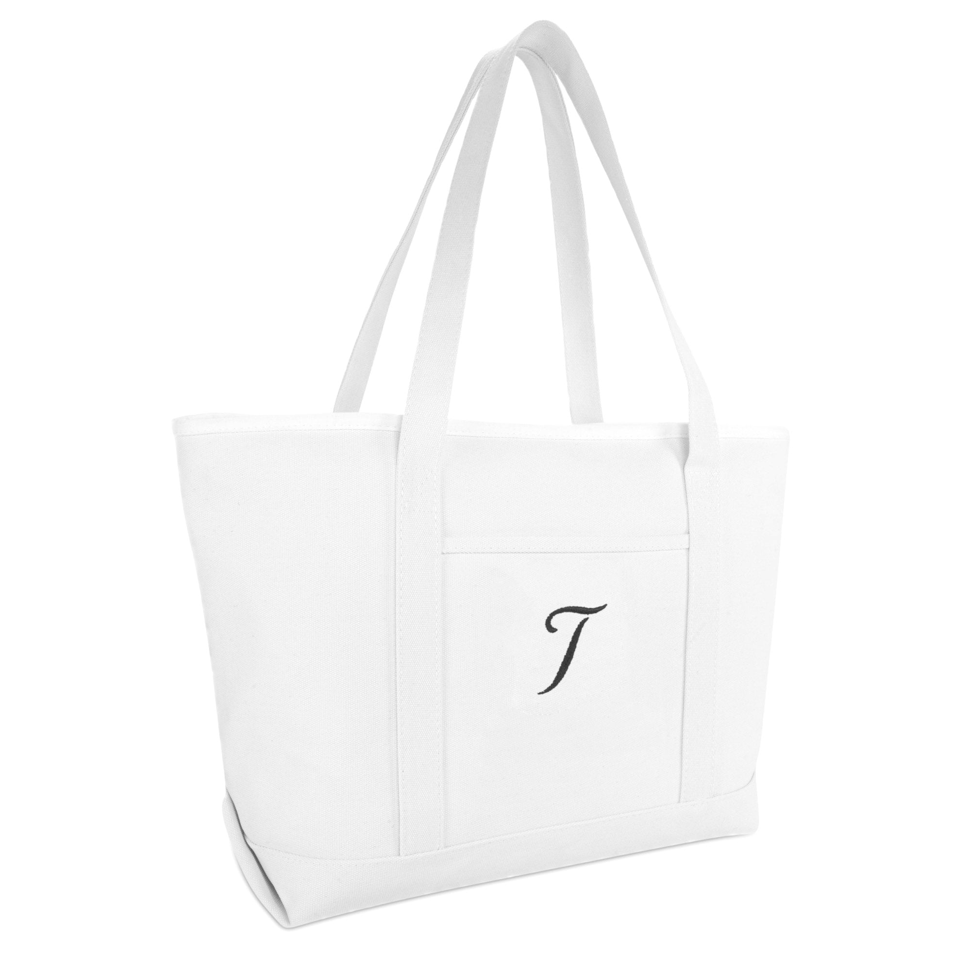 Z DALIX Womens Cotton Canvas Tote Bag Large Shoulder Bags Pink Monogram A