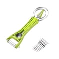 thumbnail image 1 of Yuarrent Juego de cucharas para melón de acero inoxidable de 7 piezas, herramientas para tallar frutas 6 en 1, fáciles y rápidas Cocina y Comedor verde, 1 of 6
