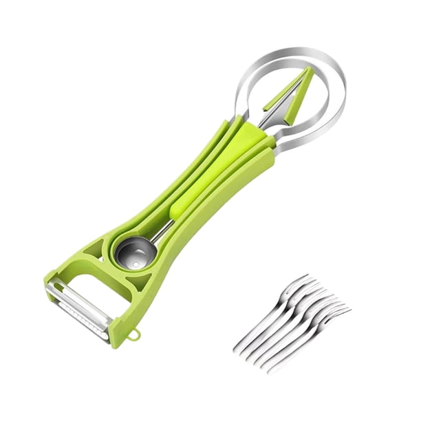 Advancent 7 unids/set de cuchara y bola de fruta de acero inoxidable, juego de cuchara de bola de melón afilada y duradera Cocina y Comedor verde