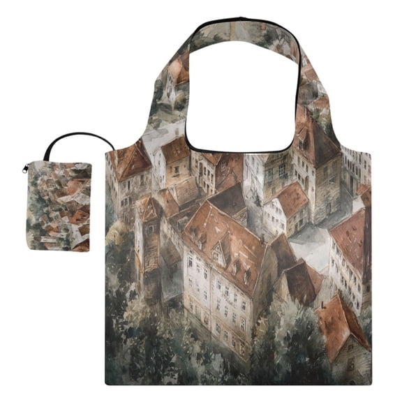 Large Capacity Print Tote Bag,Lightweight Portable Foldable Shopping Bag in Style Of The Old Money