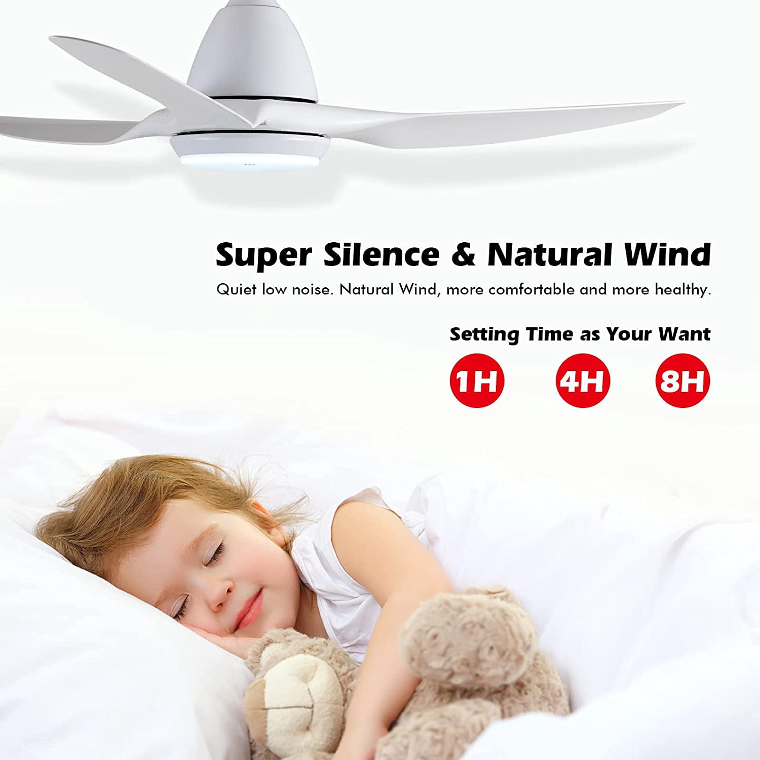 TCL Ceiling Fan with Light Bulb, Remote Control, Reversible Blades, for Indoor & Outdoor, White