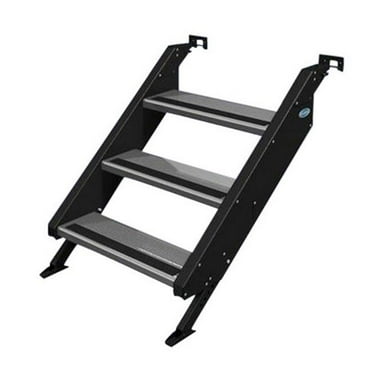 MorRyde STP224 3 Step Top Mounted Patio Entry Step, Black & Aluminum ...