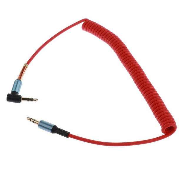 Cable de audio estéreo en espiral de 3,5 mm, divisor de 42 cm a 1,8 m para auriculares y radio de coche. rojo