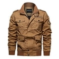 thumbnail image 3 of Men's Autumn And Winter Casual Solid Color Tooling Wind Jacket Zipper Coat, 3 of 5