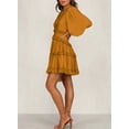 thumbnail image 2 of HOTAPEI Womens Dresses 2023 Spring Summer Deep V Neck Open Back Dress Ruffle Layer Swing Long Sleeve Mini Dresses, 2 of 5