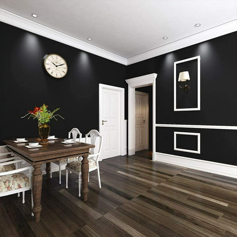 Black Wooden Floor Texture Wallpaper Self Adhesive Peel & 