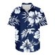 thumbnail image 5 of Camisas Hawaianas de los Hombres de Moda Casual Floral Impresión de Manga Corta Solapa Botón Arriba, Ligero para Primavera Verano, 5 of 9