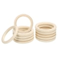 thumbnail image 1 of Anillos de madera de 75 mm de Uxcell, 10 mm de grosor, paquete de 15 anillos de madera natural sin terminar, 1 of 7