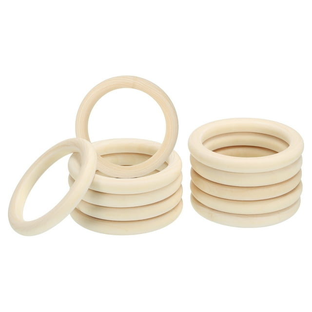 Uxcell 75mm 3" Wooden Rings 10mm thick, 15 Pack Natural Wood Rings Unfinished Wood Loop
