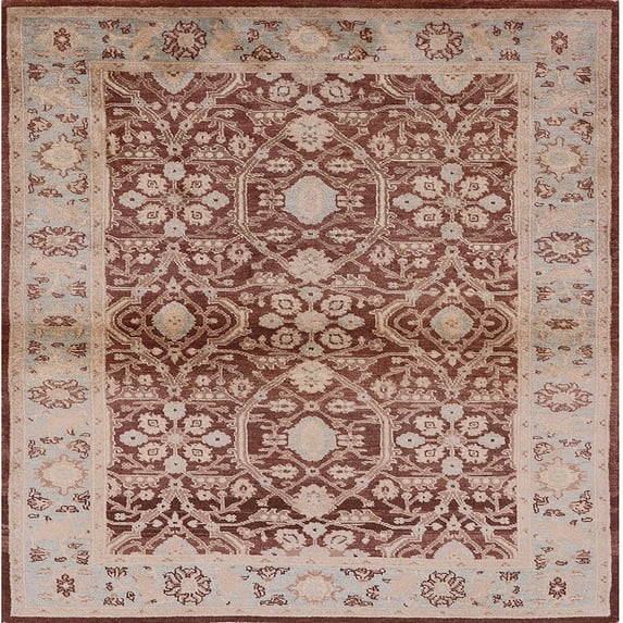 Ahgly Company Indoor Square Mid-Century Modern Sienna Brown Oriental Area Rugs, 7' Square