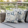 thumbnail image 3 of Outdoor Pillow Covers Pack of 2, Vintage Paris Architectural Blue Waterproof Throw Pillowcase Cushion Cases, Modern Abstract Art Decorative Pillow Cover for Couch Sofa Home Bed Patio, 3 of 9