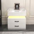 thumbnail image 2 of DECMAY White LED Nightstand with 2 Drawers - Adjustable Remote-Controlled Light Strip, 88LBS Capacity MDF Bedside Table for Bedroom/Living Room, 2 of 11