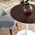 thumbnail image 6 of 28 inch Dining Table, Round, White Walnut, Wood, Metal Steel, Modern Contemporary Mid-Century, Kitchen Room Cafe Bistro Restaurant Hospitality, 6 of 6
