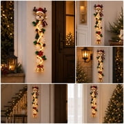 Clearance! Glowing Christmas Door Hanger, Light-Up Rustic Quilted Christmas Wreath, Christmas Decoration Indoor Outdoor, Gift for Family Friends (Reindeer)