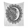 thumbnail image 1 of Zodiac Soft Flannel Fleece Throw Blanket, Interlace Round Mandala and Crescent Moon with Folkloric Graphic, Cozy Plush for Indoor and Outdoor Use, 50" x 60", Black White, by Ambesonne, 1 of 6